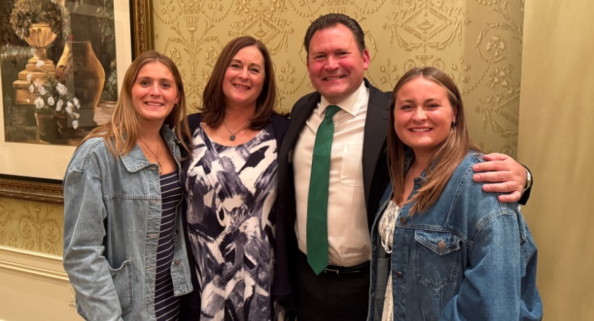 Jeffrey Shaw is joined by his daughter Brooke, wife Lisa, and daughter Grace during the MNYPIA Anthony Mauriello Dinner.